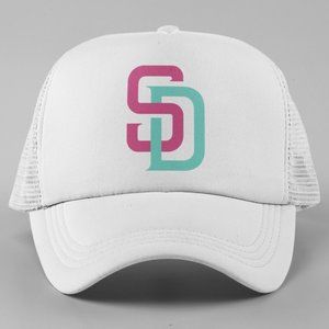 NEW San Diego Padres SD City Connect Colors Foam Trucker Snapback Hat WHITE